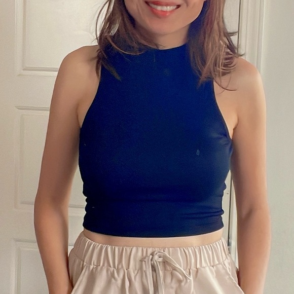 BellanBlue Tops - 022 Cropped  Mock Neck Tank Top